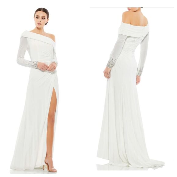 Mac Duggal BEADED CUFF DROP SHOULDER GOWN Size 6 - Picture 1 of 12